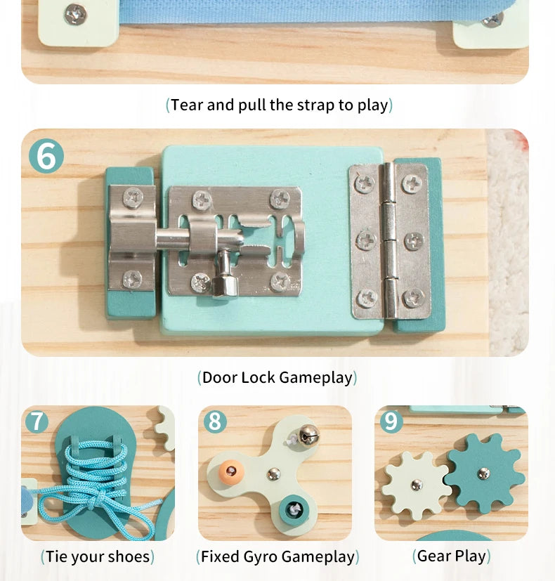 Wooden Steering Wheel Busy Board for Toddlers - Montessori Sensory Toy