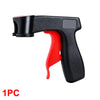 Black and red ergonomic aerosol spray can handle with trigger grip