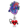 Heart Shape Glitter Acrylic Retractable Badge Reel with Crocodile Clip