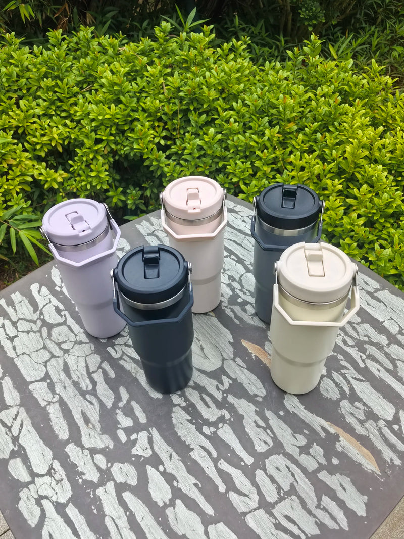 30oz Stainless Steel Vacuum Insulated Tumbler with Handle and Straw