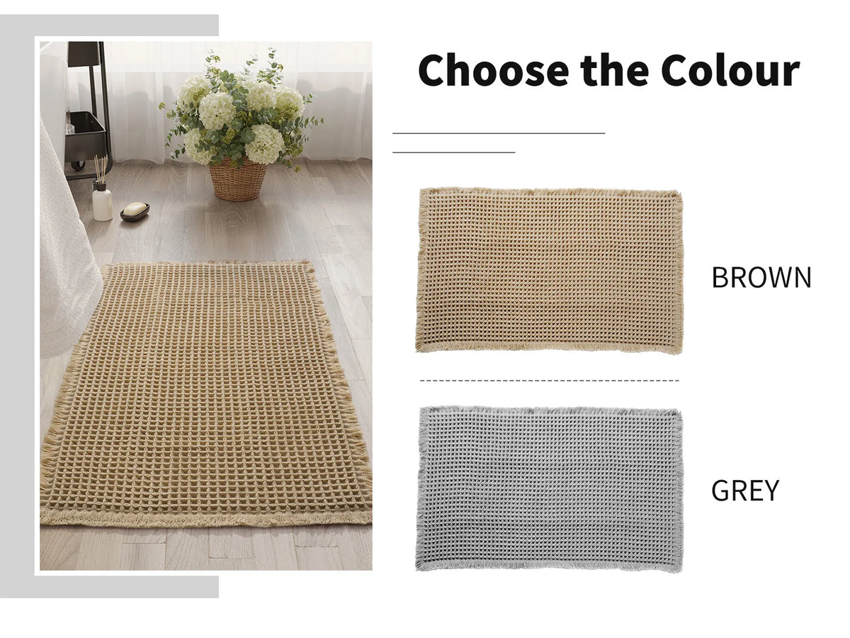 Waffle Weave Bath Mat with Non-Slip Backing