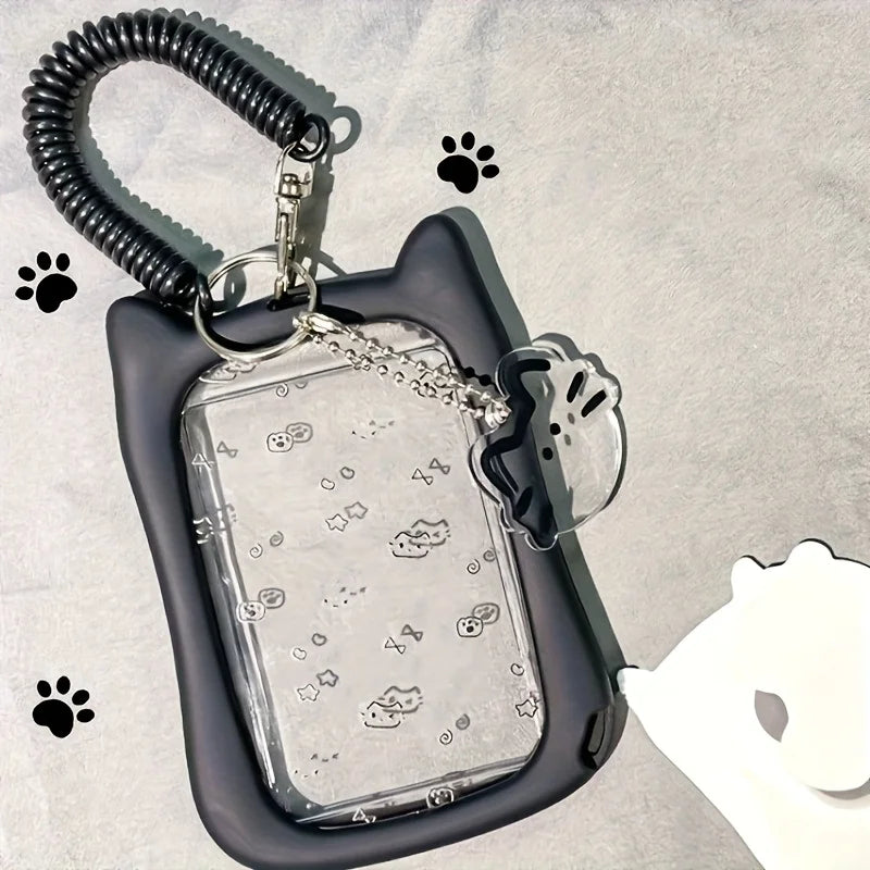 Cat Silicone ID Card Holder with Keychain