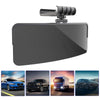 A black adjustable anti-glare car sun visor extender mounted on a rearview mirror.
