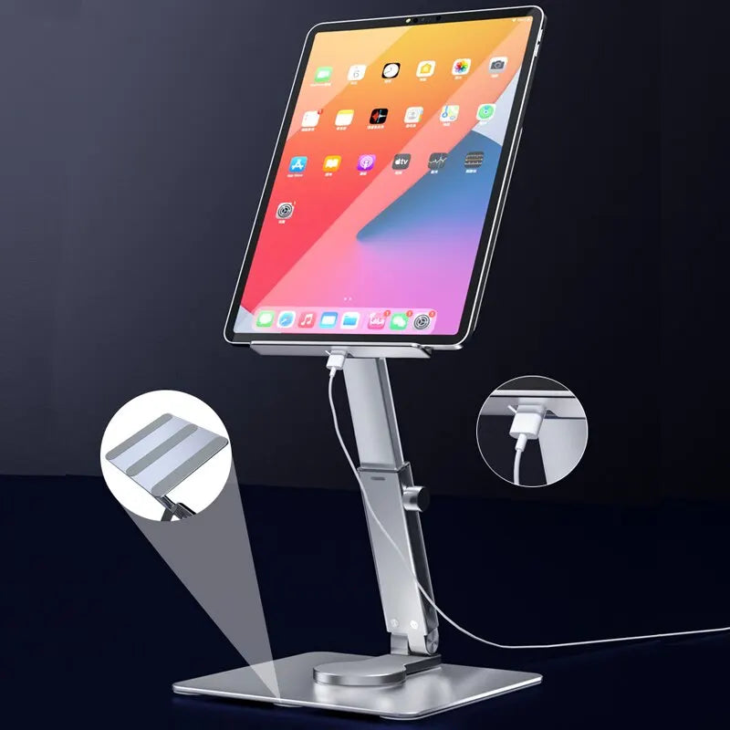 Adjustable Aluminum Tablet Stand with 360° Rotation