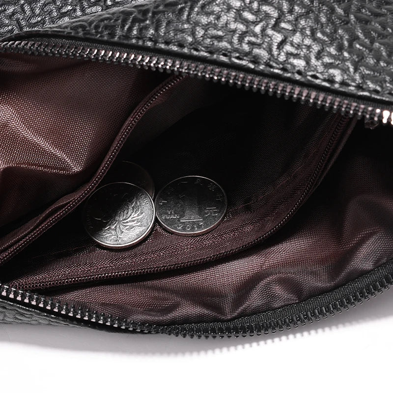 Men's Soft PU Leather Clutch Bag with Zipper Closure