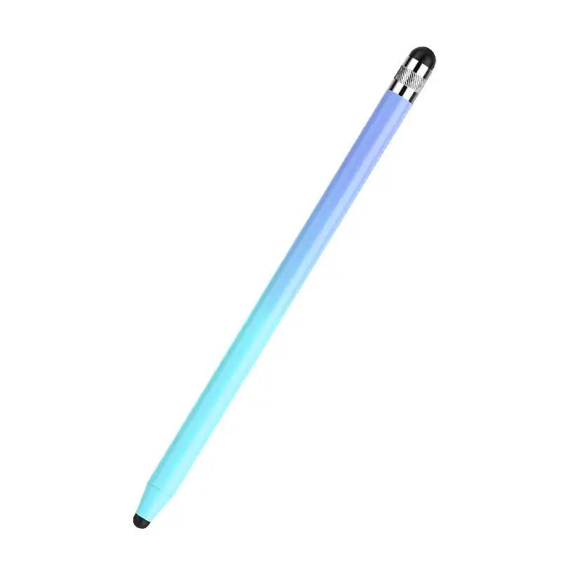 A long, slender blue capacitive stylus pen with a black tip.