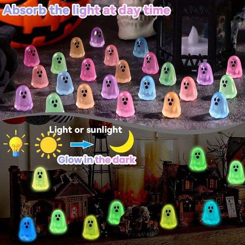 Set of 50 Glow-in-the-Dark Resin Ghost Figurines