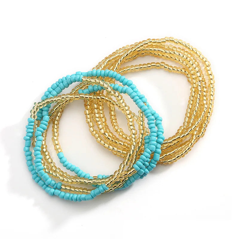 Colorful Elastic Belly Bead Chain Set for Women