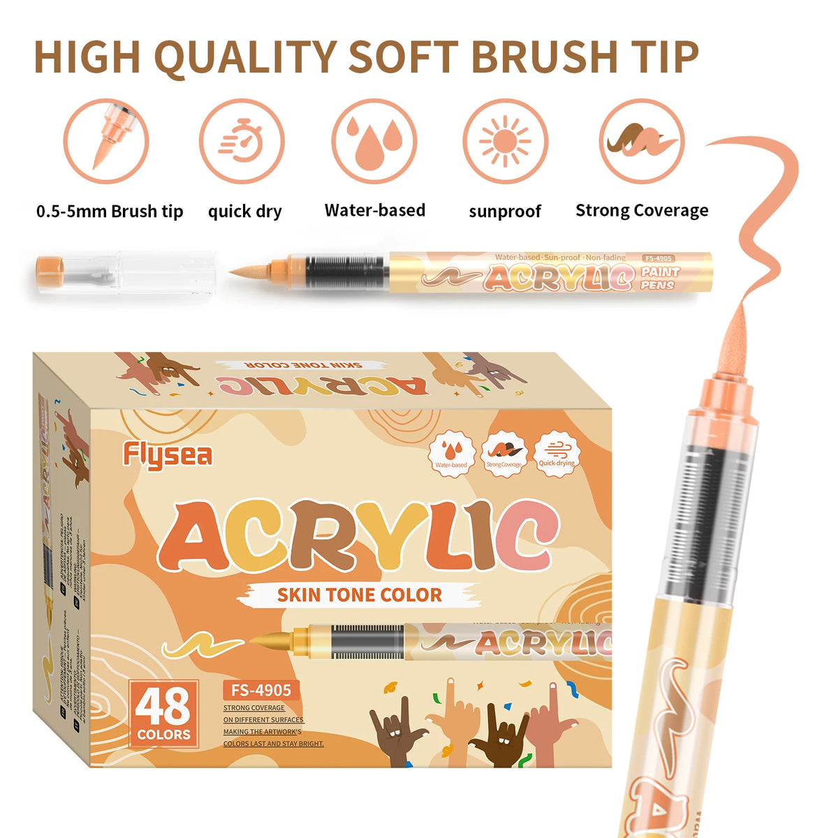 Skin Tone Acrylic Paint Markers, Soft Brush Tip for Portraits & Crafts