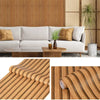 Self-adhesive wood grain wallpaper featuring vertical slats used as a decorative wall covering.