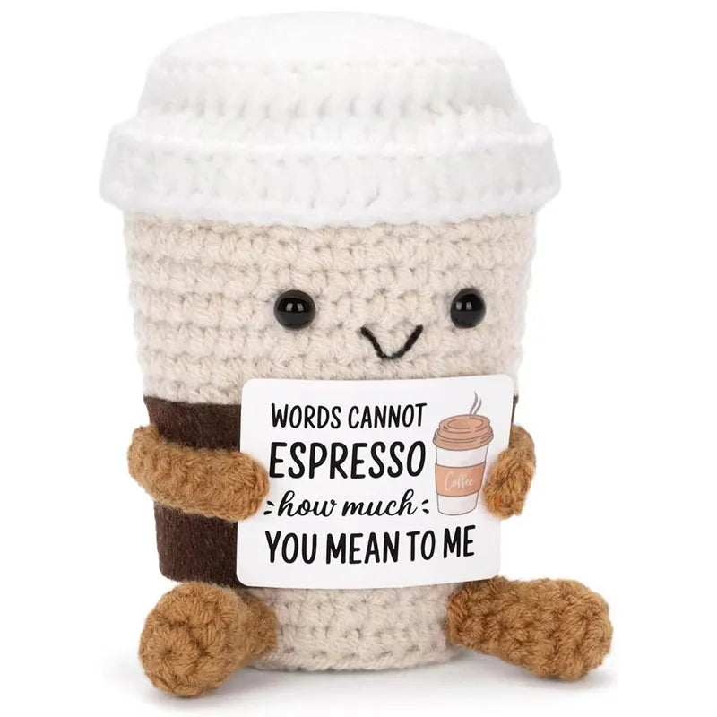 Handmade Wool Knit Potato Plush Doll with Inspirational Card