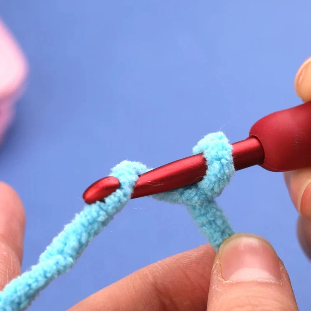 Ergonomic Red Crochet Hook Set with Soft Grip Handles