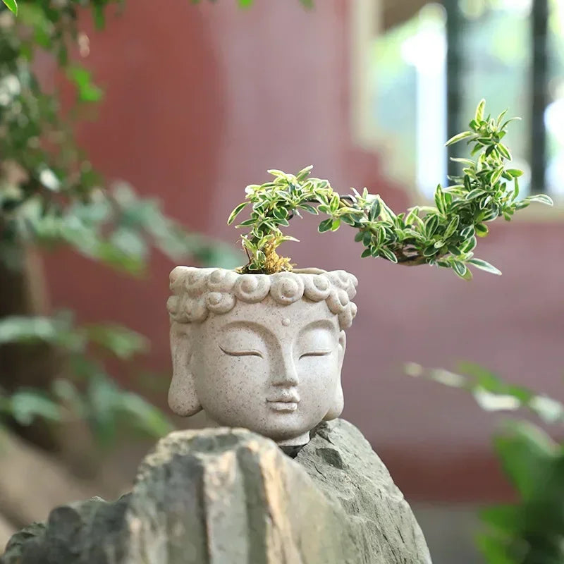 Buddha Head Resin Succulent Planter