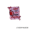 Red embroidered letter patch featuring a football and text saying sorry can't it's football season