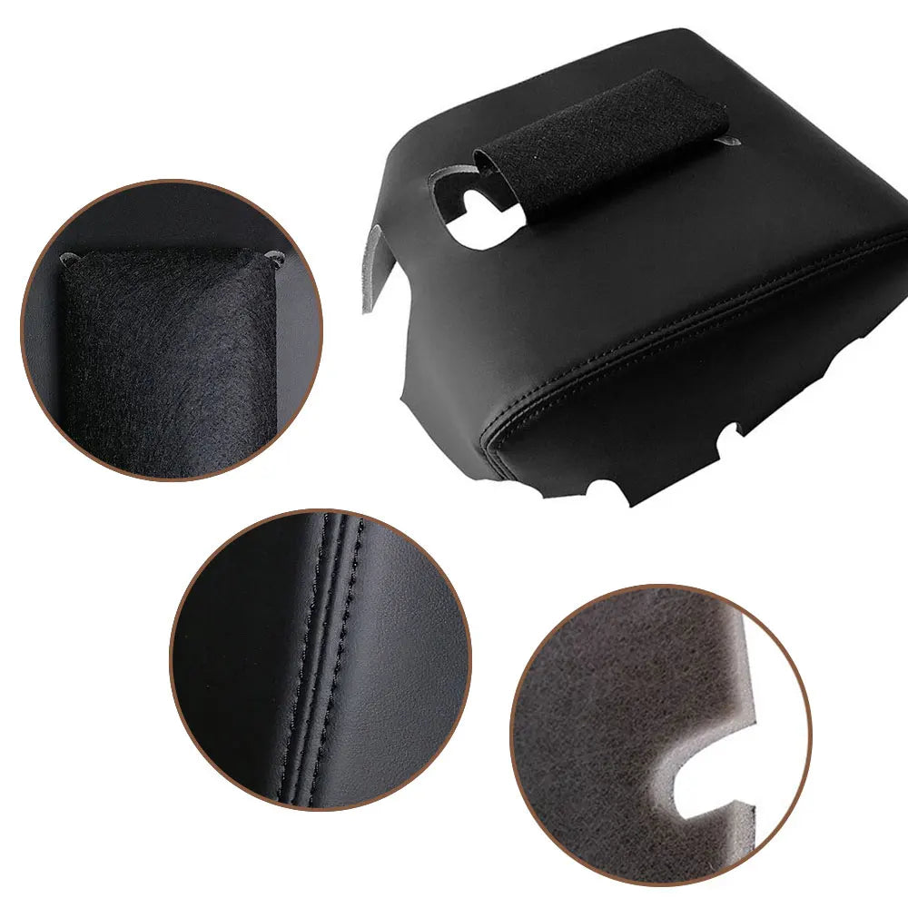 Black center console armrest cover for Chevrolet Silverado and GMC Sierra vehicles