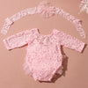 Pink lace newborn princess tutu dress romper with matching headband