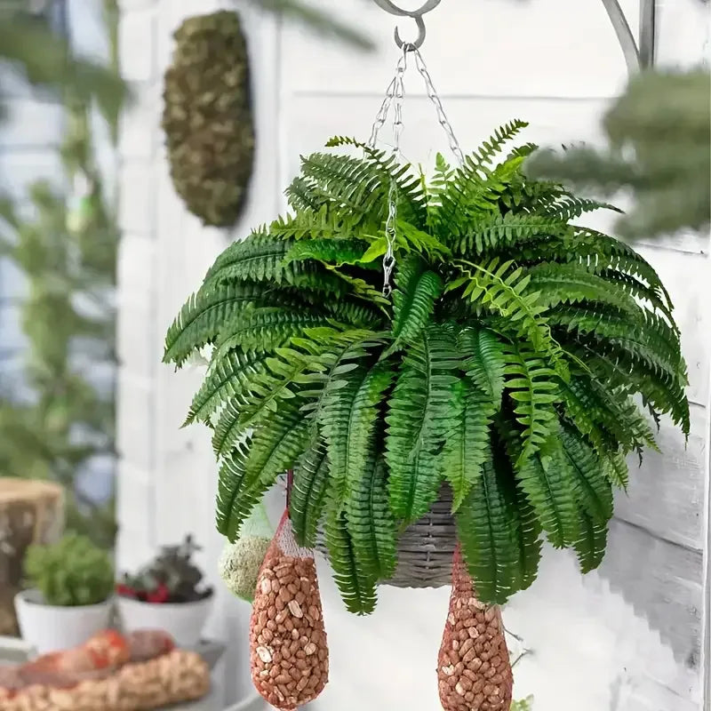 Lifelike Artificial Boston Fern with 21 Detailed Leaves