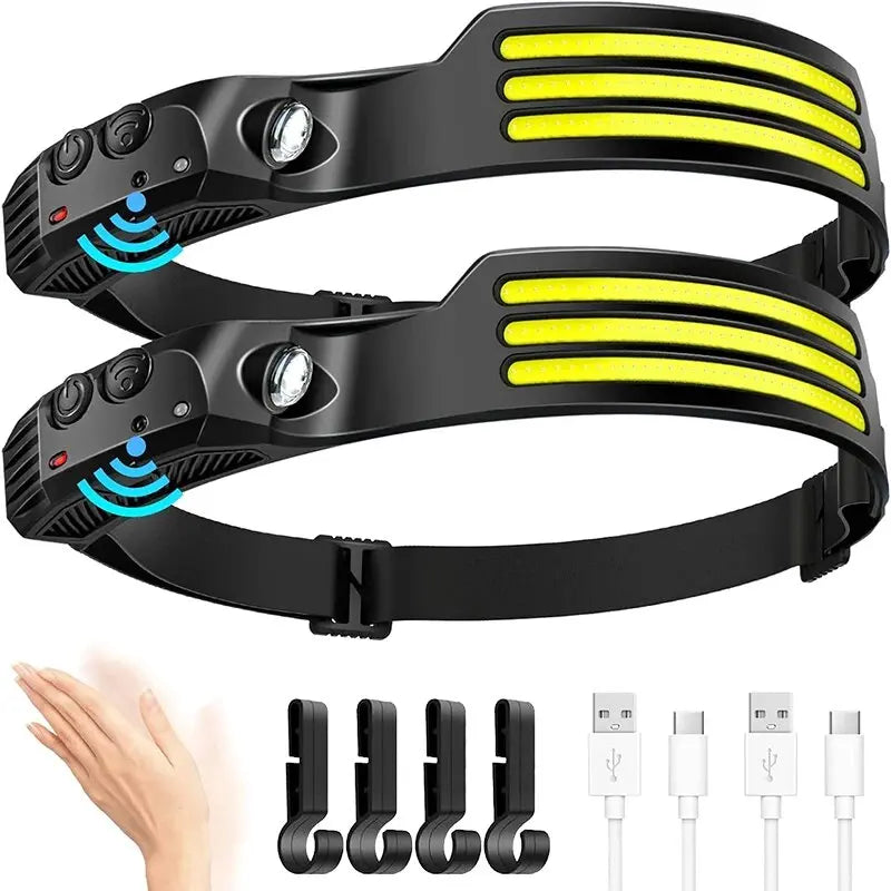 Lampe frontale LED COB avec capteur de mouvement
