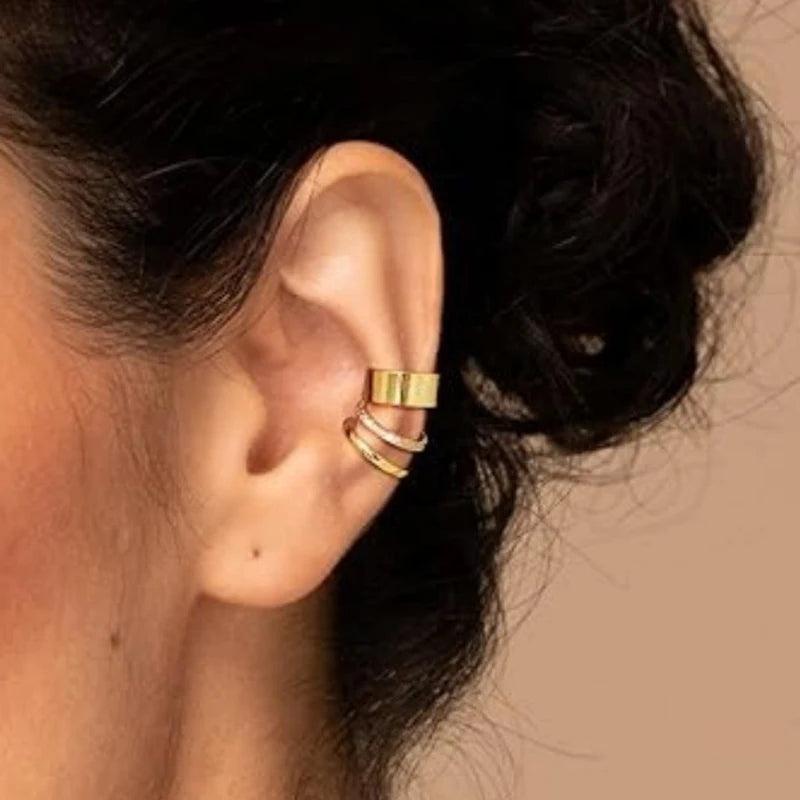 Minimalist Vintage C-Shaped Clip-On Earrings Set