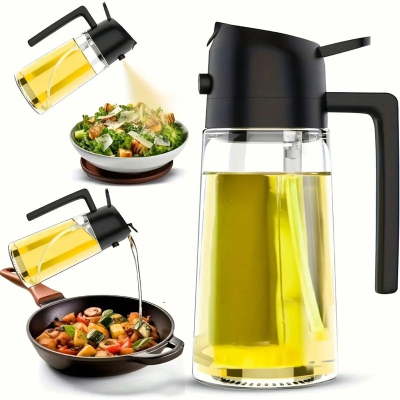 Round Glass Oil Dispenser & Spray Bottle