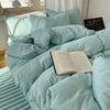 4-Piece Cotton Bedding Set with Duvet Cover, Flat Sheet, and Pillowcases