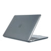 A silver Apple MacBook Air laptop with an Ultra-Clear hard shell case is shown from the side.