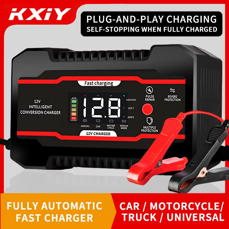 Smart 12V 6A Battery Charger with 7-Stage Pulse Repair
