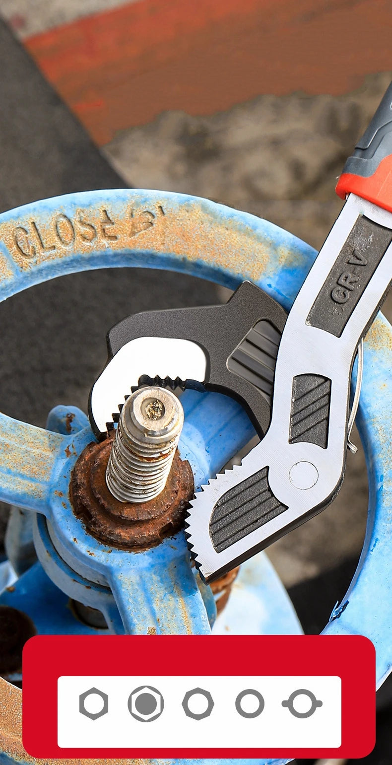 Self-Locking Adjustable Wrench with Quick-Release Mechanism