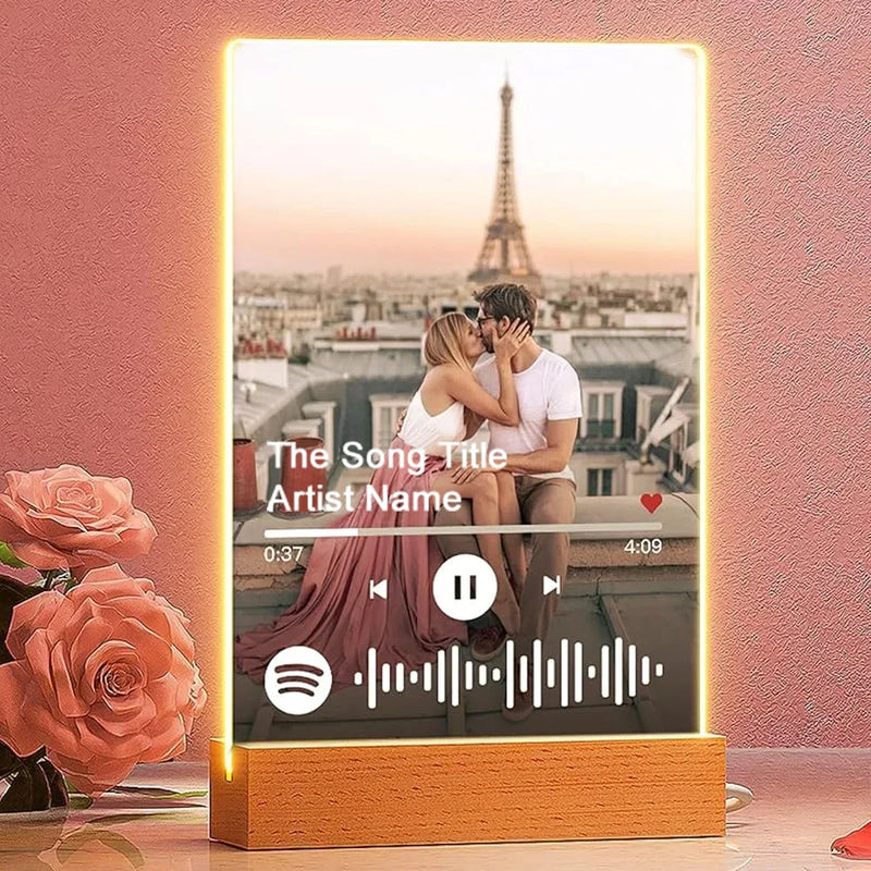 Personalized Spotify Music Photo Plaque with LED Night Light