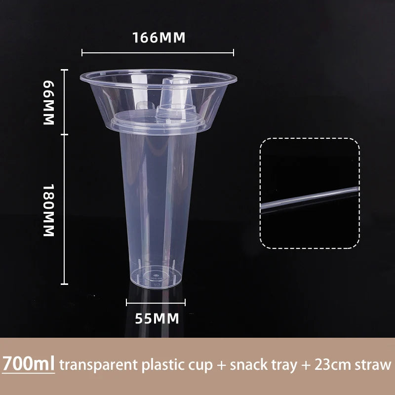 Clear Plastic Snack Cup with Straw