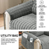 Gray quilted sofa cover featuring side pockets and a soft, durable fabric for enhanced comfort and convenience.