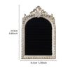 An arched resin jewelry display stand with a hand-painted floral design, featuring a black velvet insert and a silver frame.