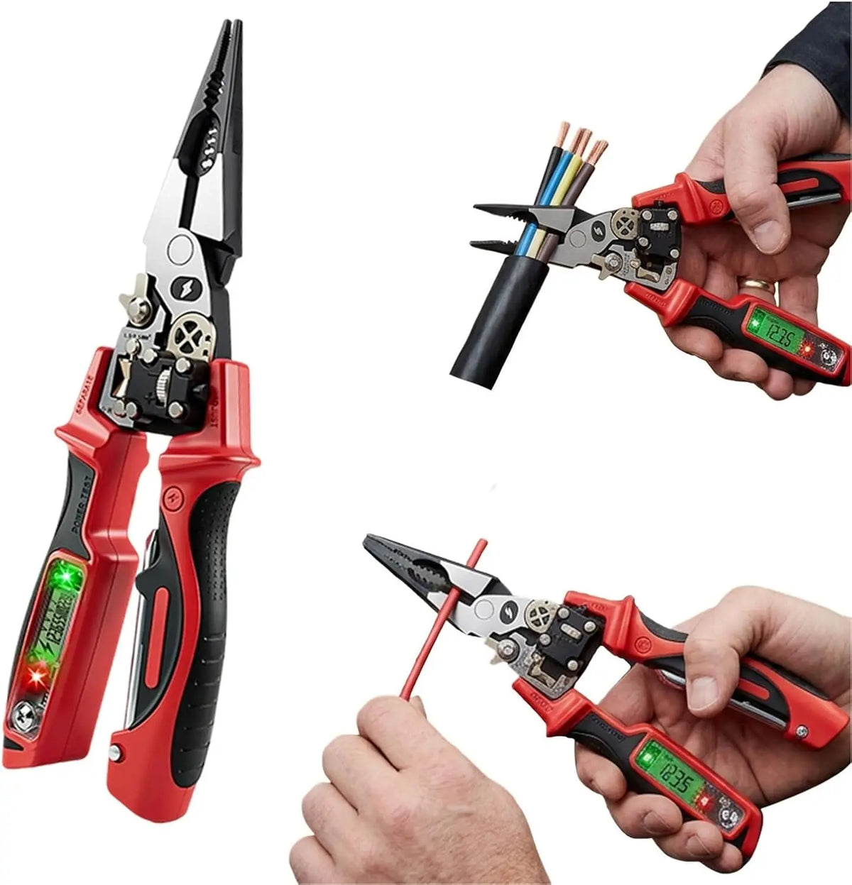 Multifunctional Wire Stripping Pliers with Digital Voltage Tester