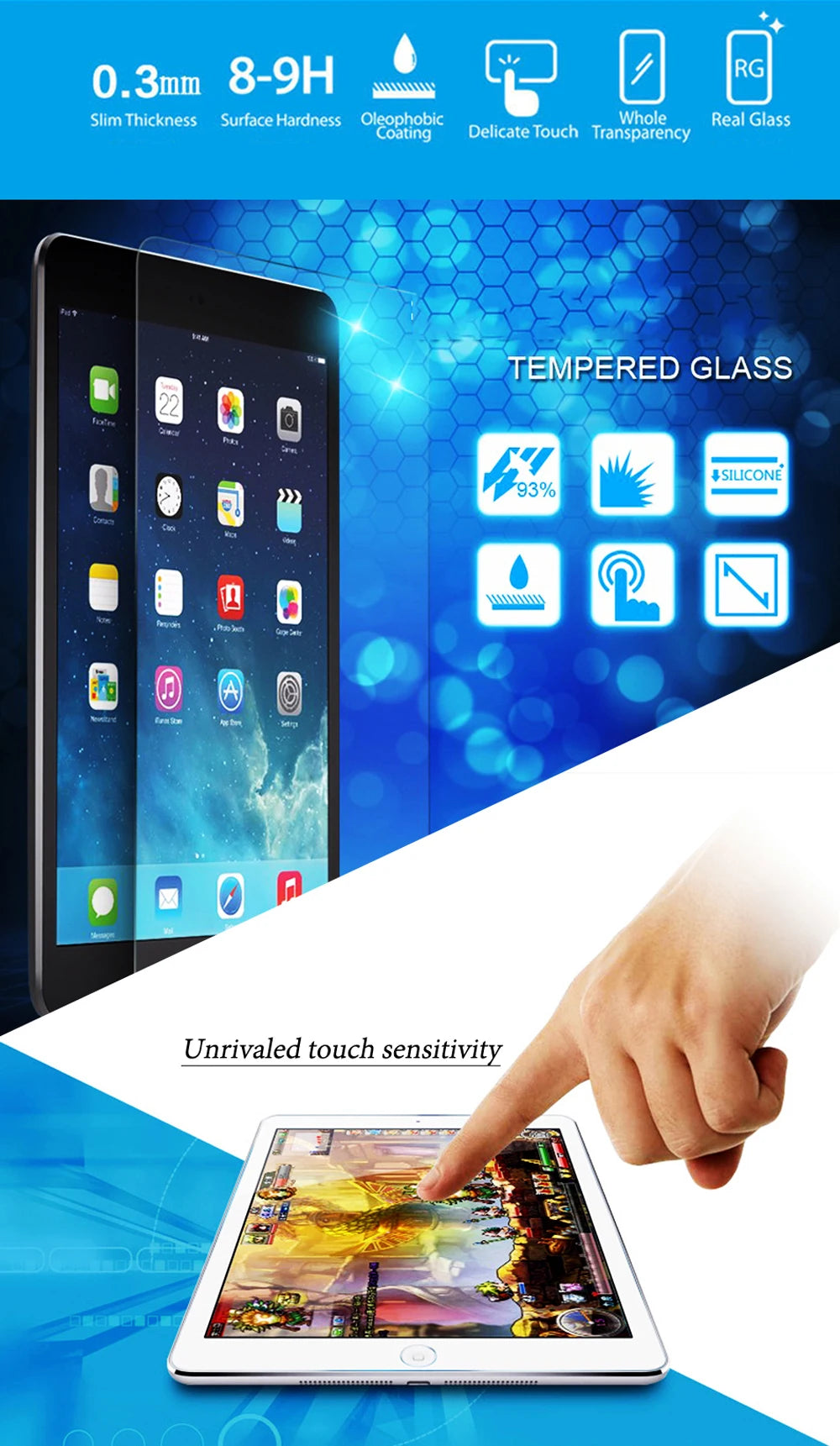 HD Tempered Glass Screen Protector for iPad (2-Pack)