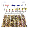 165-Piece Rivet Nut Assortment Kit, Galvanized Carbon Steel Threaded Inserts M3-M10