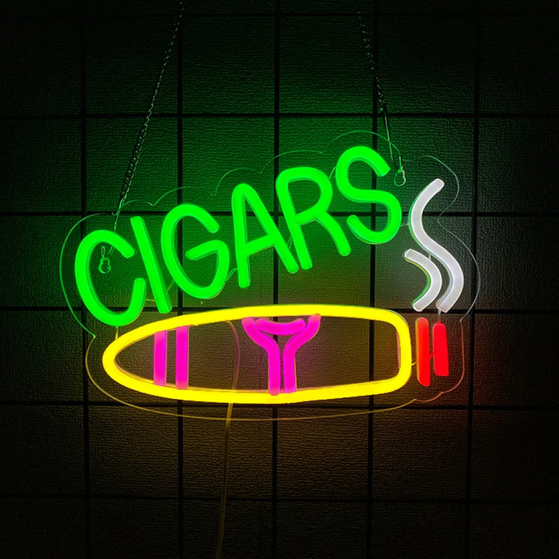 Cigar-Themed LED Neon Wall Sign