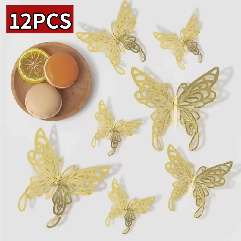 3D Rose Gold Butterfly Wall Decals for Home Decor