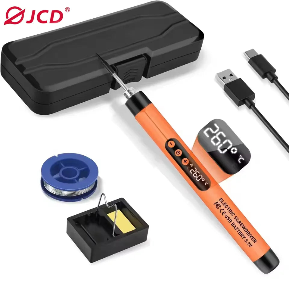 Cordless USB soldering iron with adjustable temperature and LED display tool set