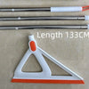 A silicone squeegee broom with a white handle and orange bristles is shown alongside its disassembled parts.