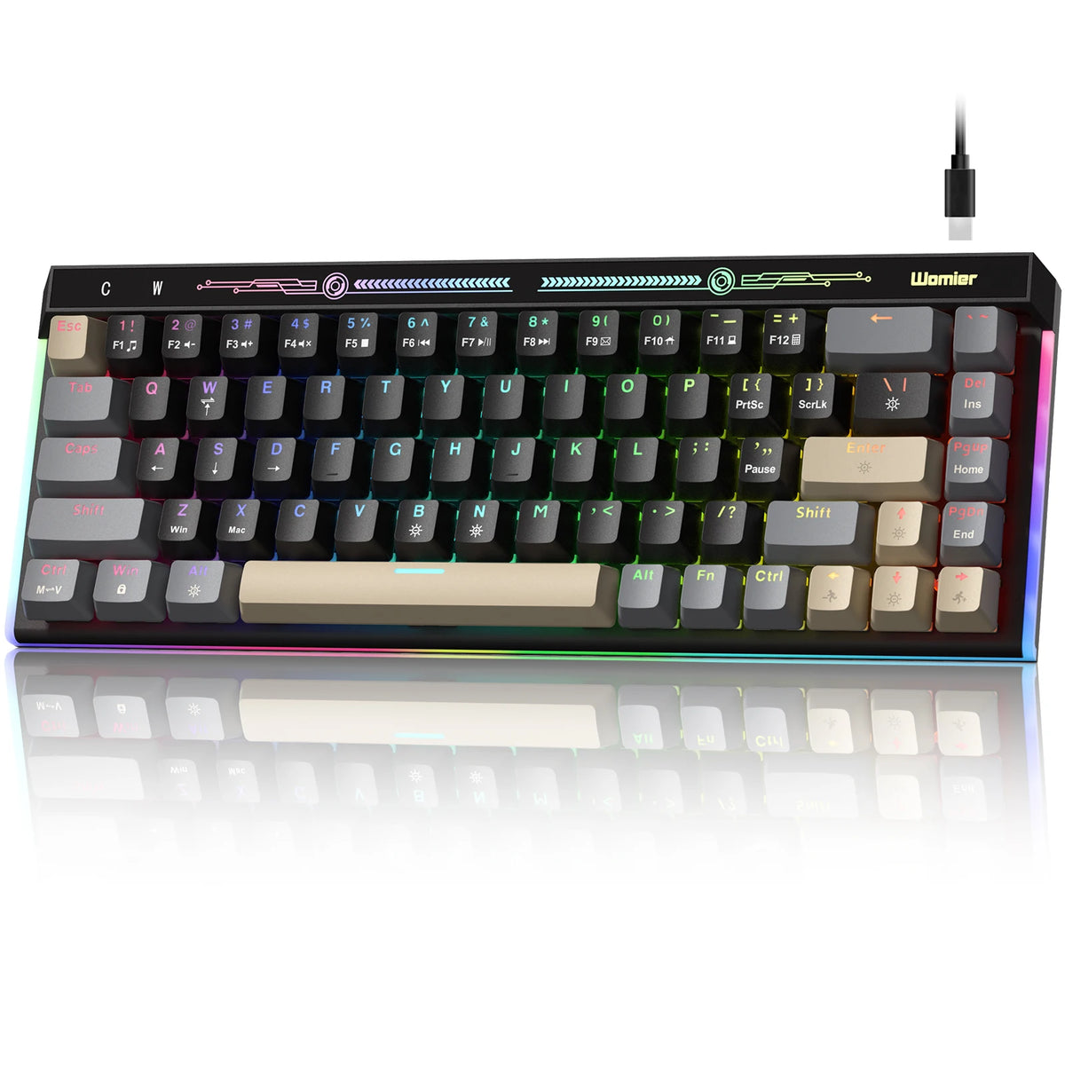 VK75 Wired Mechanical Gaming Keyboard with Hot-Swap Switches and Control Knob