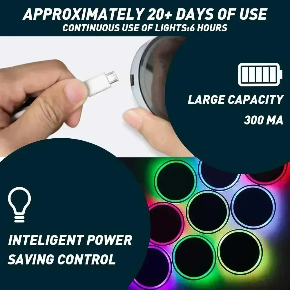LED Cup Holder Coasters with 7 Color-Changing Lights