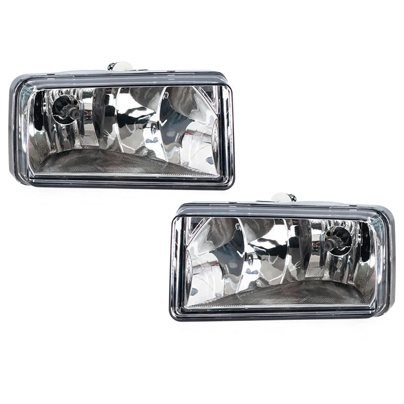 Clear plastic fog light assembly for Chevy Silverado, Tahoe, Suburban, and Avalanche vehicles.