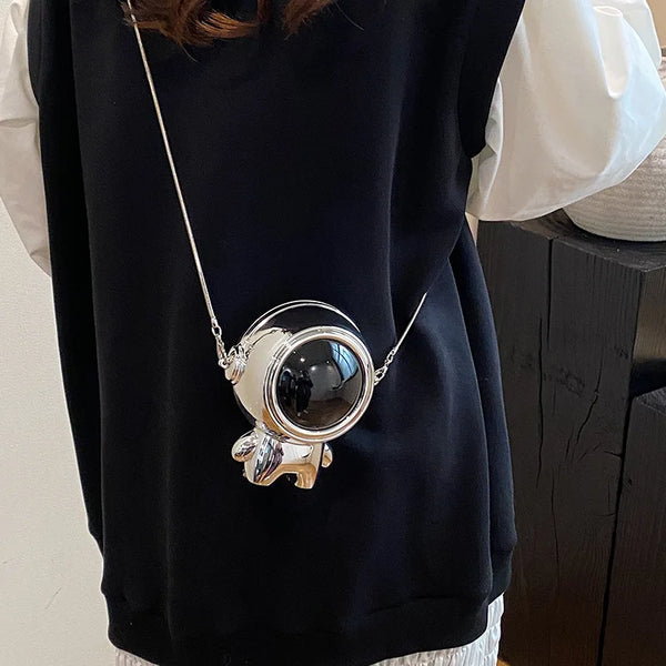 Glänzende Acryl-Astronauten-Schultertasche