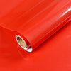 Roll of red marble peel-and-stick kitchen backsplash film shown rolled up on a reflective surface.