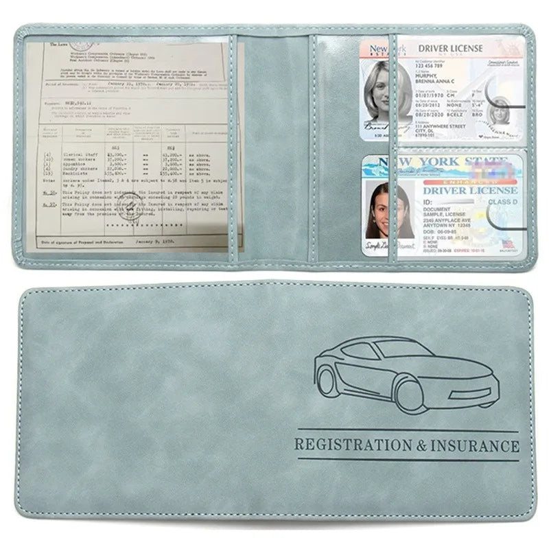 Premium PU Leather Car Document Organizer with Card Slots