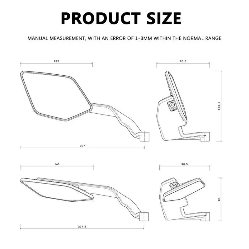 Universal Motorcycle Side Mirrors with Adjustable Winglets