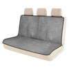 A beige universal rear bench seat cover for cars, trucks, and SUVs shown flat.