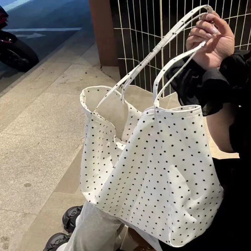 Polka Dot Canvas Tote Bag