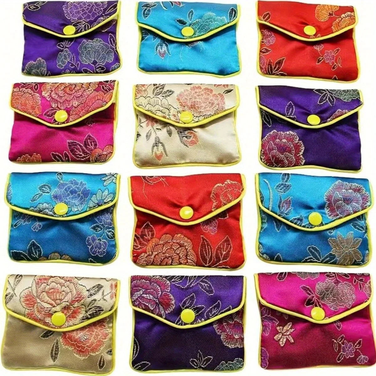 Embroidered Brocade Jewelry Pouches (Set of 6)