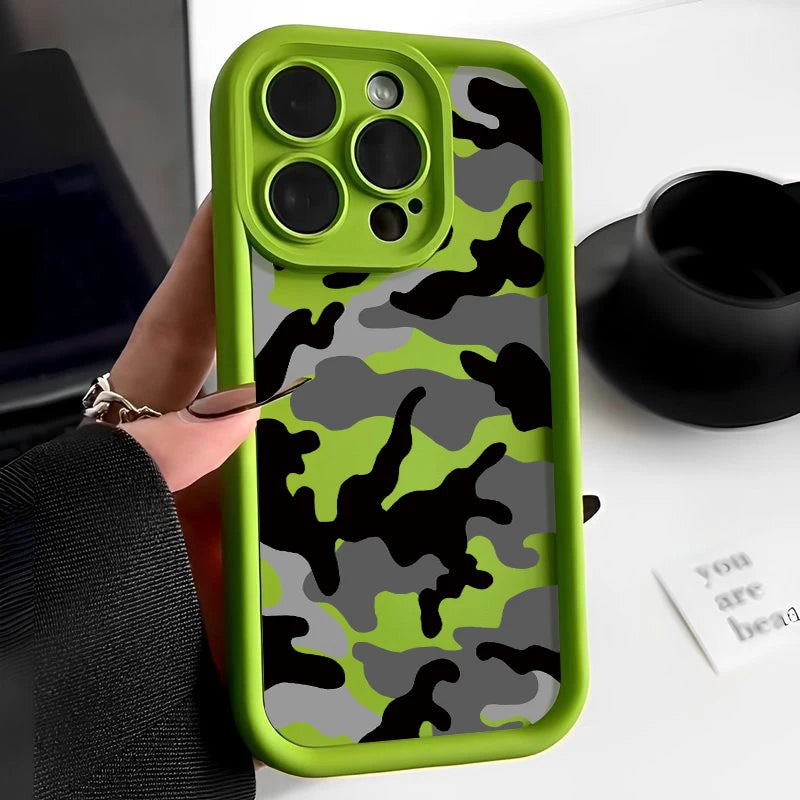 Camouflage Silicone Phone Case with Shock-Absorbing Protection